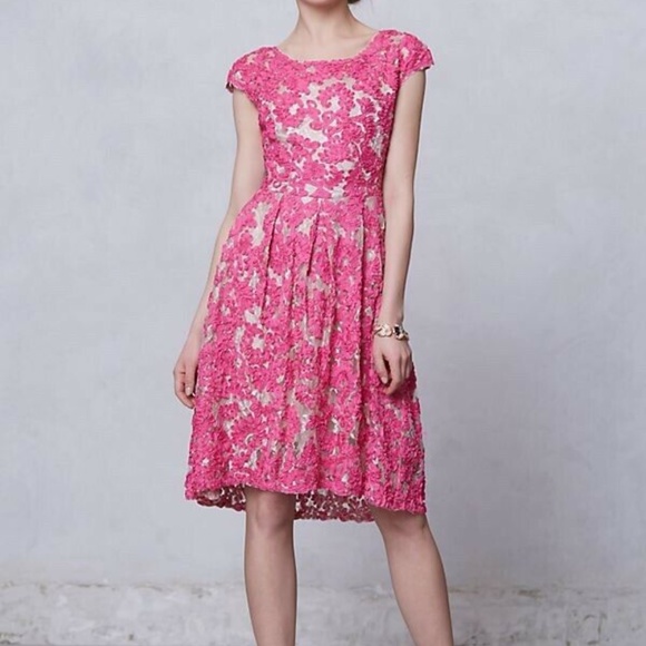 Anthropologie x Yoanni Baraschi Pink Fit Flare Dress - Picture 1 of 4
